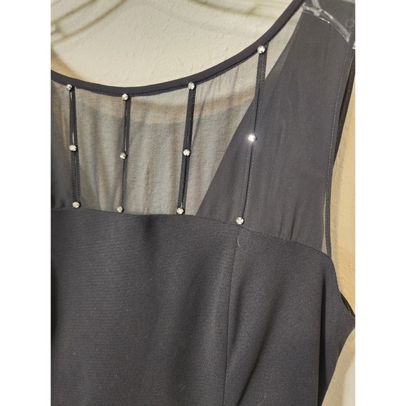 NWT Evan-Picone Embellished Rhinestone Black Illusion Chiffon Cocktail Dress 6 - Picture 2 of 8